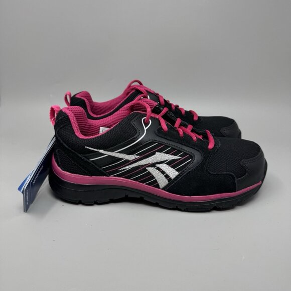 Reebok Work Anomar Black Pink Womens Size 9 Composite Toe Sneakers RB454 New - Picture 1 of 8